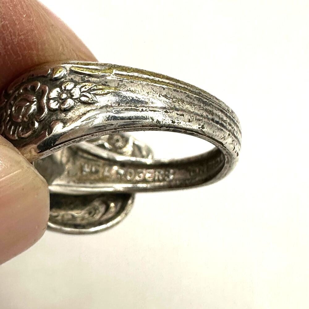Vintage W.A. Rogers Oneida Silver Plate Spoon Bypass Pinkie Ring Retro Size 4.25 - Picture 5 of 9